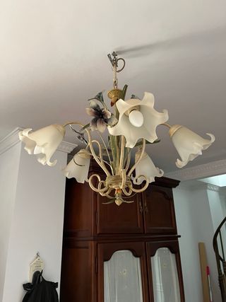 Juego de lámparas en forja diseño flores