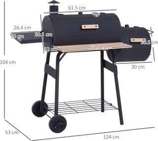 Barbecue a Carbone con Coperchio e Affumicatore, B