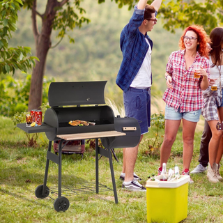 Barbecue a Carbone con Coperchio e Affumicatore, B