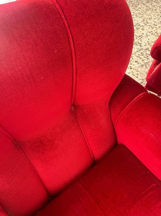 Dos Sillones Rojos de Terciopelo Antiguos Vintage