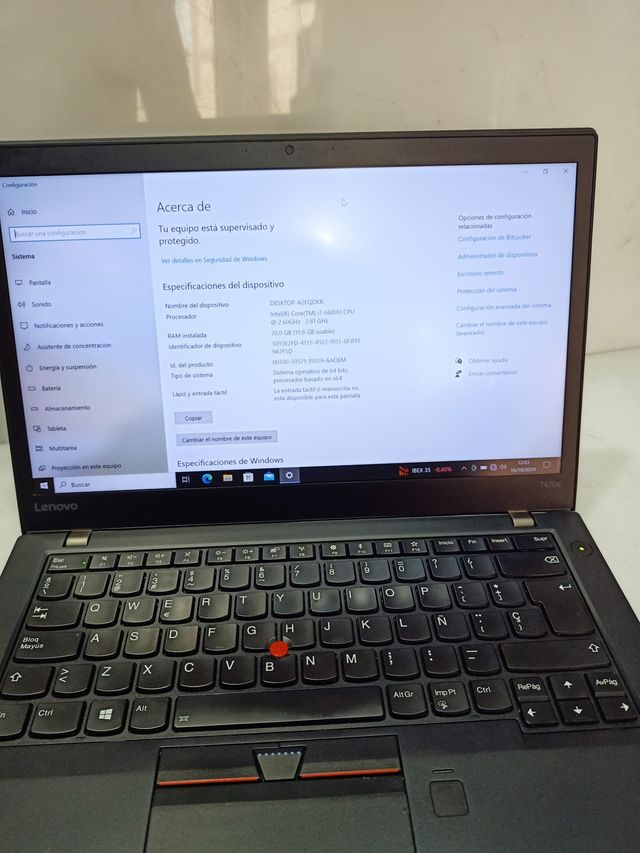 Portatil Lenovo ThinkPad T470s Intel Core i7