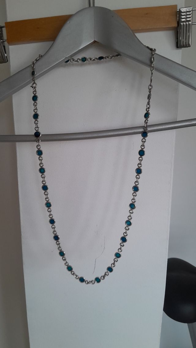 Collar largo de plata y cristal