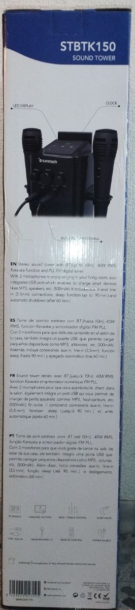 Altavoz Torre de sonido karaoke Sunstech STBTK150