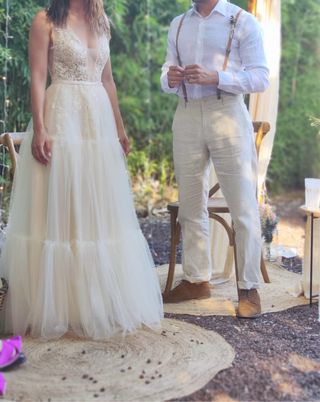 Vestido de novia boho chic  Color marfil Talla S