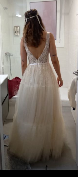 Vestido de novia boho chic  Color marfil Talla S