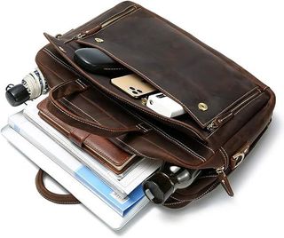 Maletín portátil de piel de primera calidad.