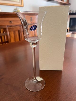 Porta candela in vetro e argento