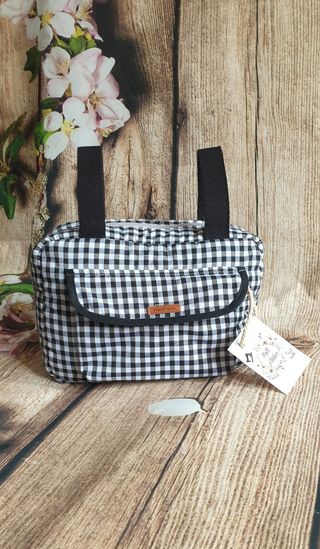 Bolso organizador cuadros vichy Negro