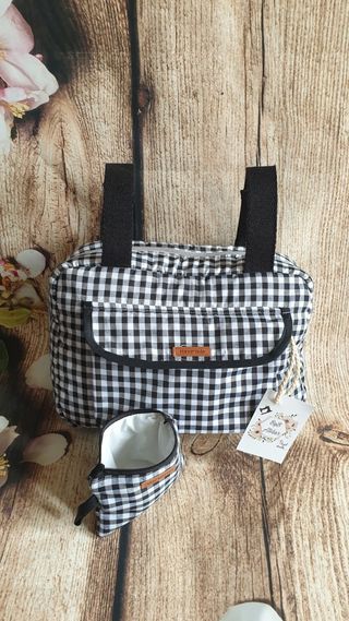 Bolso organizador cuadros vichy Negro