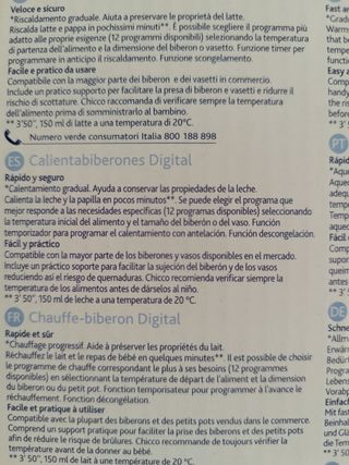 Calienta biberones digital chicco