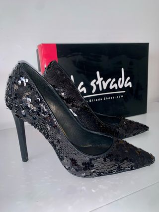 zapatos estiletto lentejuelas la strada