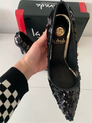 zapatos estiletto lentejuelas la strada