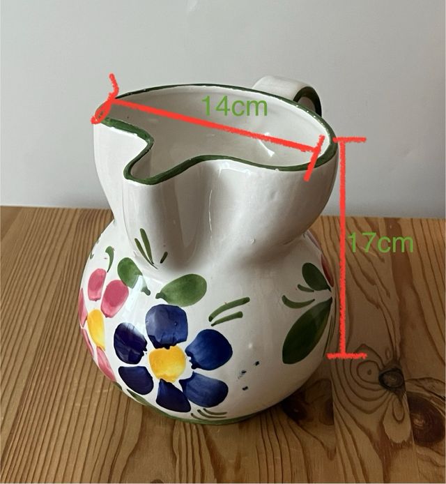 Brocca in Ceramica Vintage Dipinta a Mano