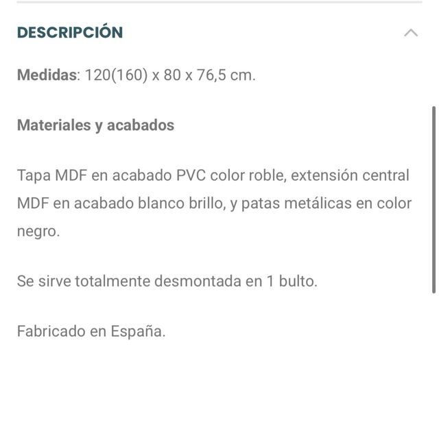 Mesa comedor extensible