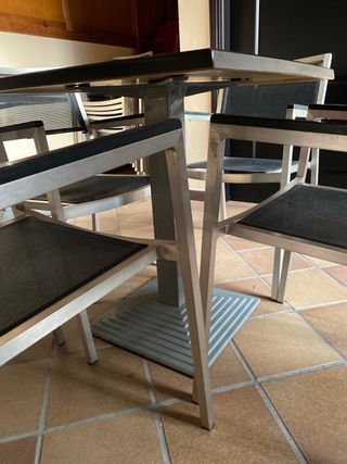 CONJUNTO 4 MESAS Y 16 SILLAS ALUMINIO BAR