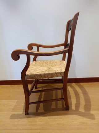 Sillón madera maciza con mimbre