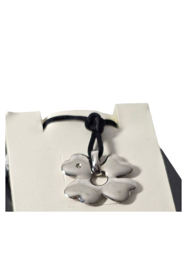 Molecole collana quadrifoglio  e brillante Argento