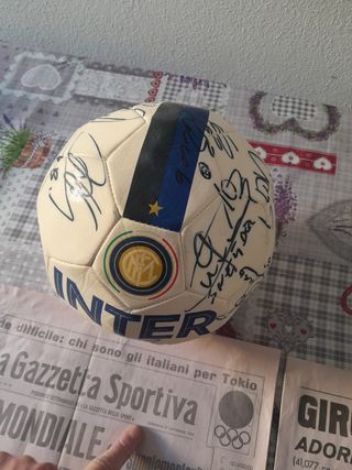 3 gazzette+pallone autografato 