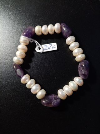 PULSERA AMATISTA CON PERLA RÍO