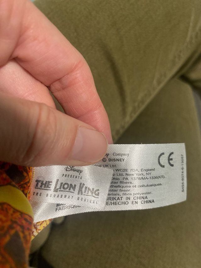 Peluche de Simba original del musical del Rey León