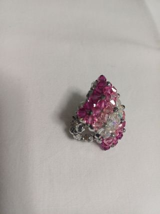 Sortija de tupis swarovski rosa 