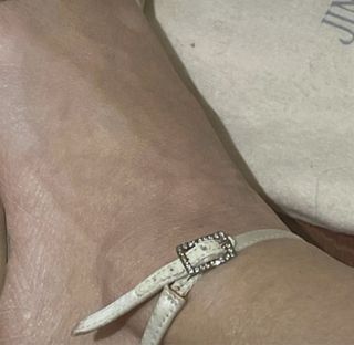 jimmy choo white pearl heels shoes size 38 satin