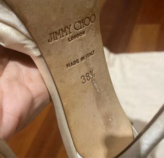 jimmy choo white pearl heels shoes size 38 satin