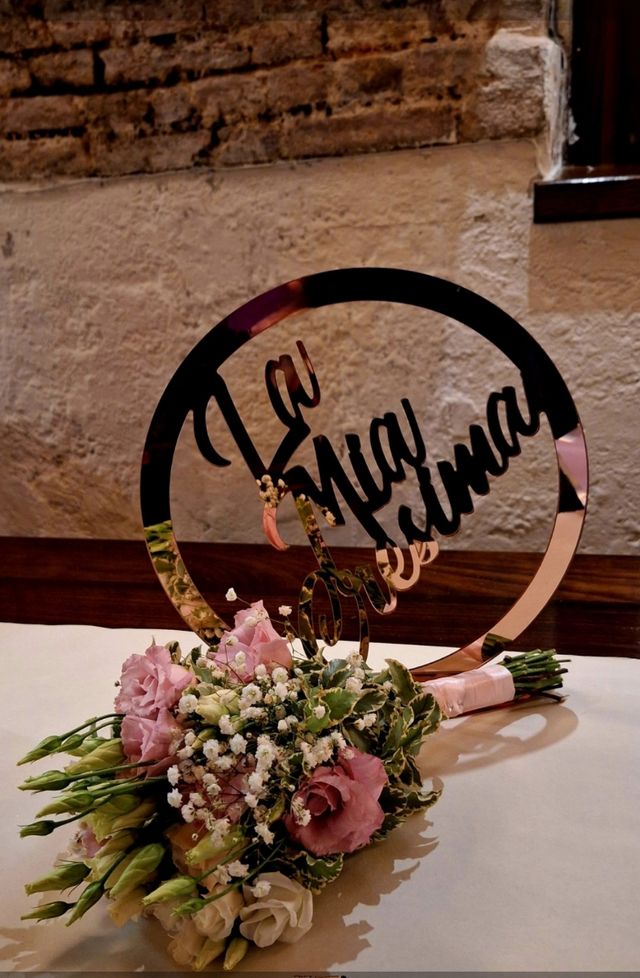 Centrotavola Cresima rosa gold