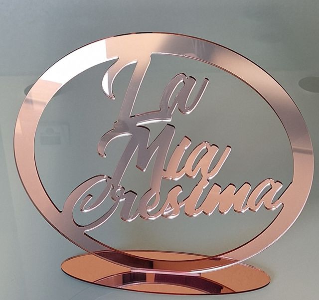 Centrotavola Cresima rosa gold