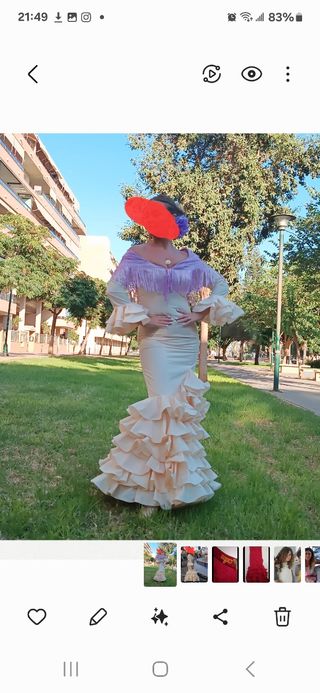 Traje gitana beige Feria