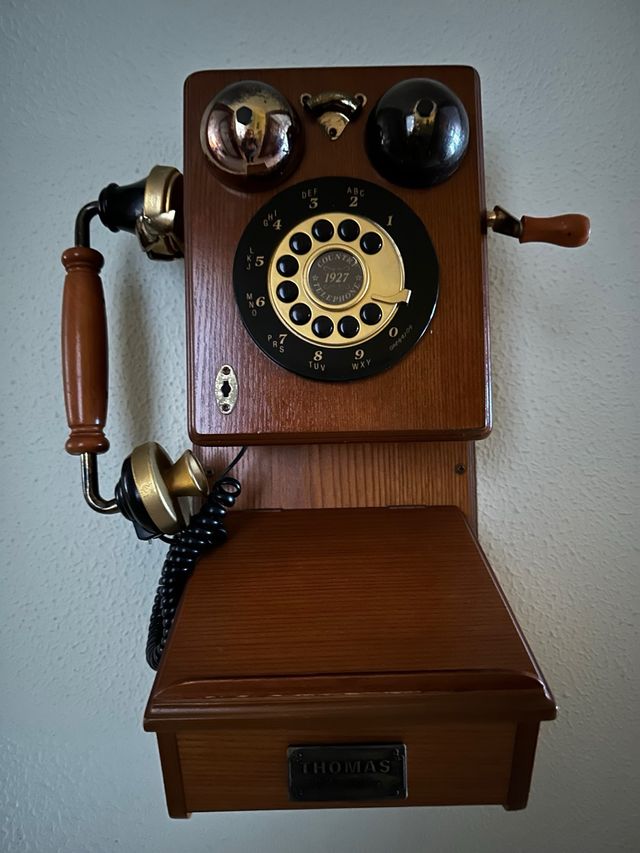TELEFONO DE MADERA ANTIGUO DE PARED