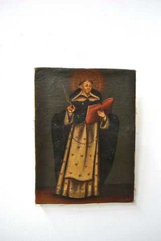Antiguo óleo Santo Tomás de Aquino
