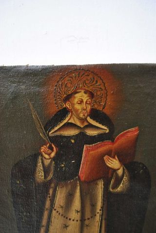 Antiguo óleo Santo Tomás de Aquino
