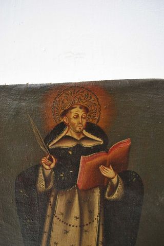 Antiguo óleo Santo Tomás de Aquino