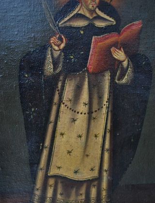 Antiguo óleo Santo Tomás de Aquino
