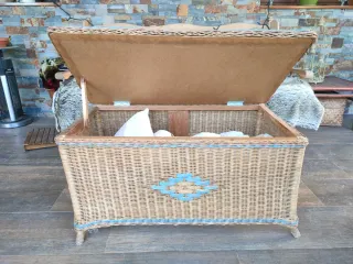 Baúl de mimbre bicolor