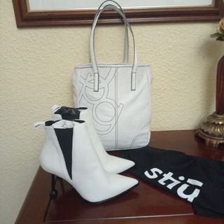 Botines de piel de primavera blancos 