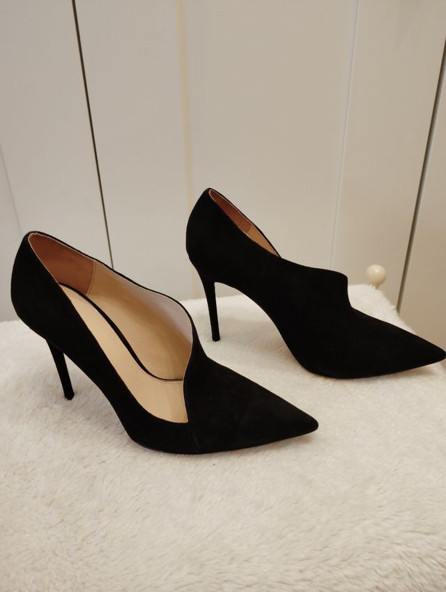 Zapatos abotinados ante negro T39