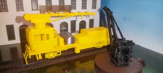 Grúa años 50 con base de ladrillos H0