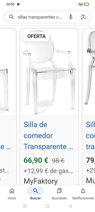 Sillas transparentes comedor