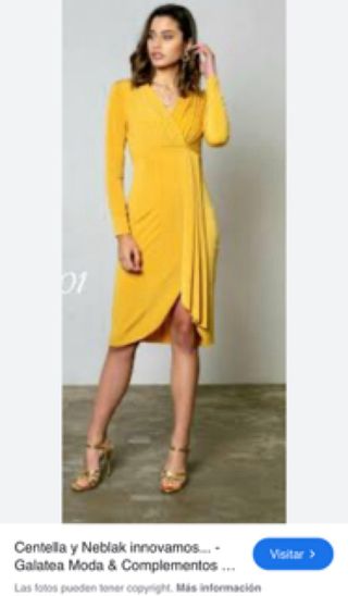 Vestido de invitada mostaza