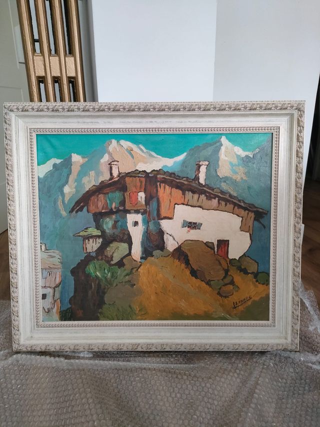 Cuadro oleo paisaje con marco 76x64cm