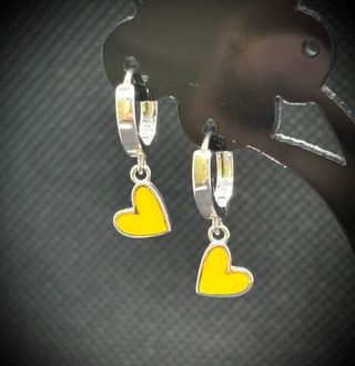 PENDIENTES CORAZON AMARILLO AGATHA PLATA 925