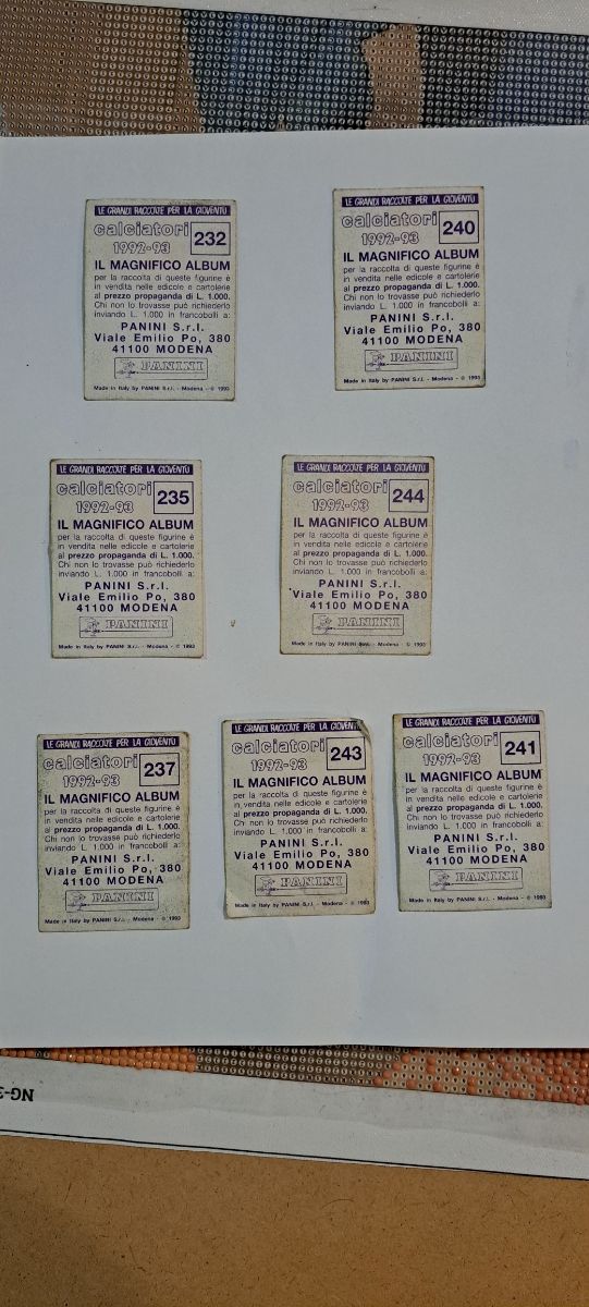 Figurine panini 1992/1993