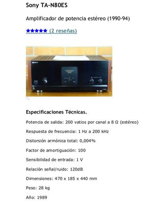 Etapa de potencia SONY TA N80ES