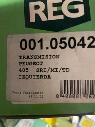 Palier transmisión Peugeot 405 SRI/MI/TD izq