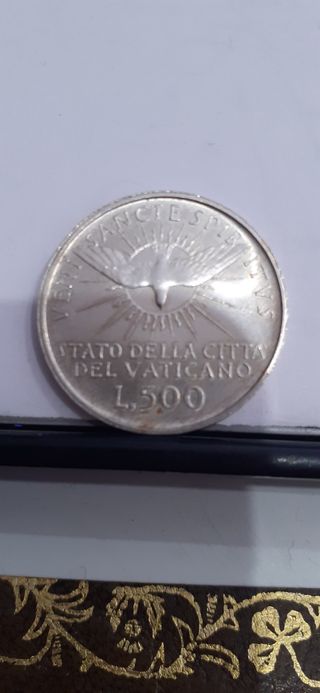 Moneda de plata del Vaticano de 500 liras de 1963