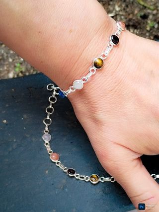 Pulsera de plata de ley con minerales 