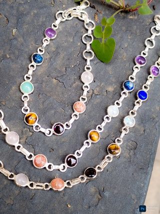 Pulsera de plata de ley con minerales 