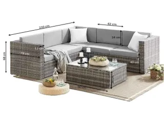 Sofa rinconera con mesita  para exterior